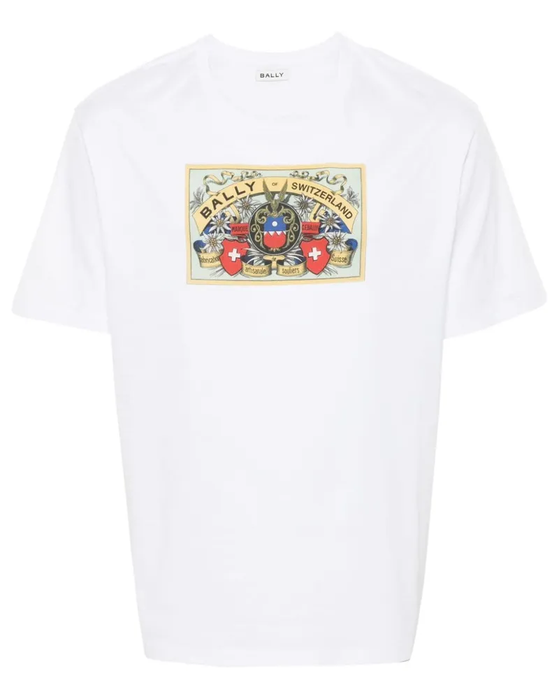 Bally T-Shirt mit  Crest-Print - Weiß Weiß