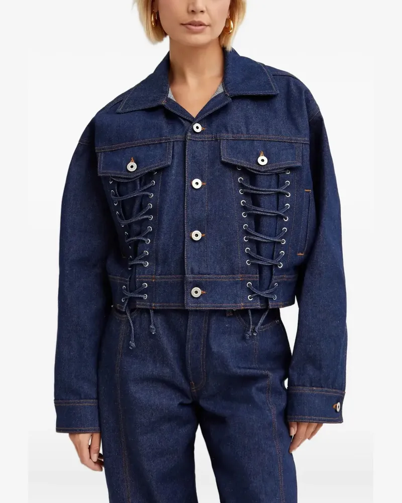 Jean Paul Gaultier lacing-detail denim jacket - Blau Blau