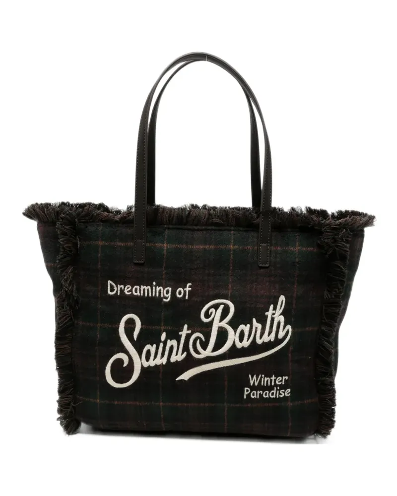 MC2 Saint Barth Tote Bag mit Schottenkaro und Fransen - Braun Braun