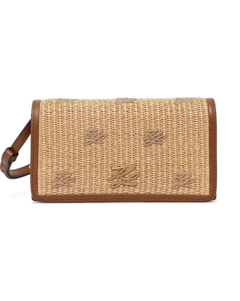 Karl Lagerfeld K/Autograh logo-embroidered woven cross body bag - Nude Nude
