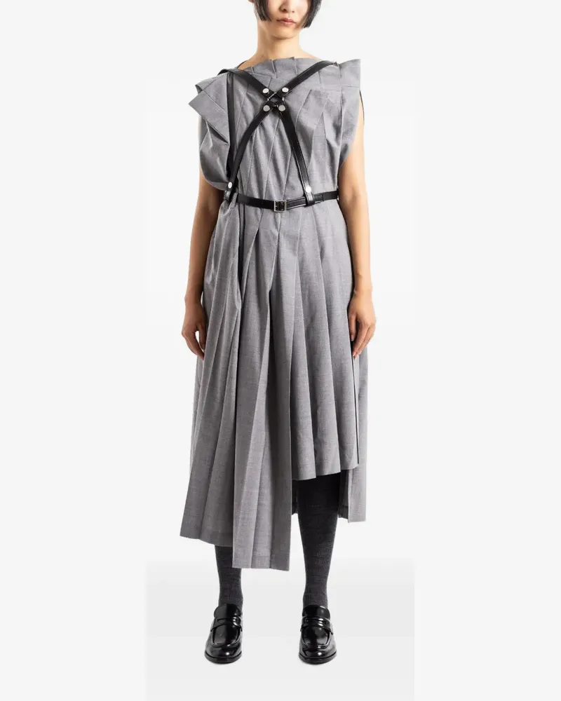 Junya Watanabe Asymmetrisches Midikleid mit Falten - Grau Grau
