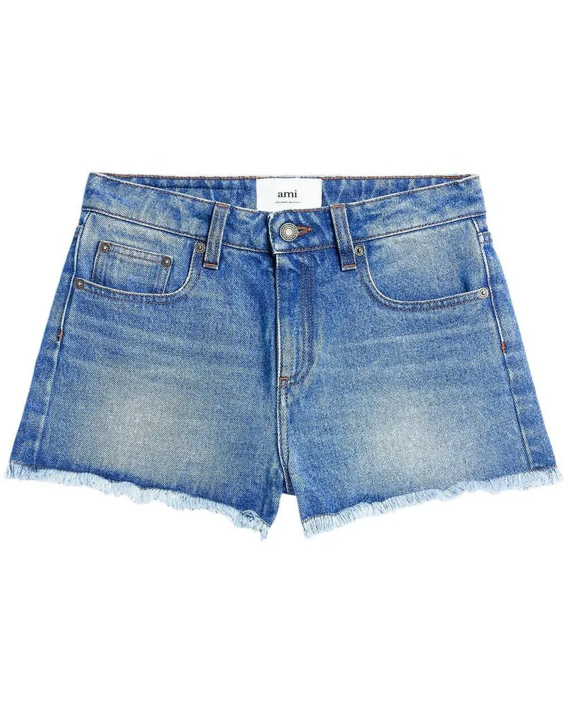 AMI Paris Ausgefranste Jeans-Shorts Blau