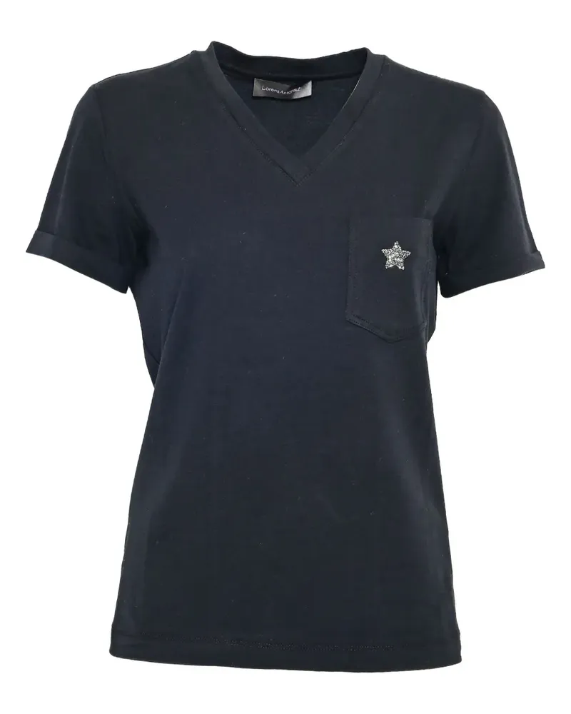 Lorena Antoniazzi Libra T-Shirt mit Sternverzierung - Schwarz Schwarz