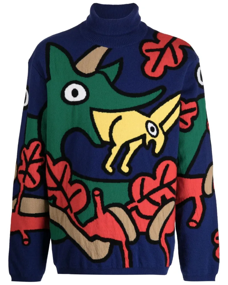 Walter van Beirendonck Pullover mit Intarsienmuster Blau