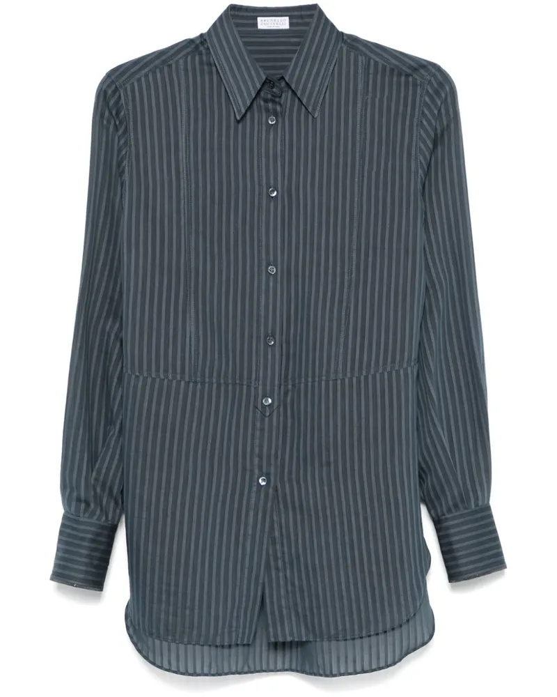 Brunello Cucinelli Gestreiftes Hemd - Blau Blau