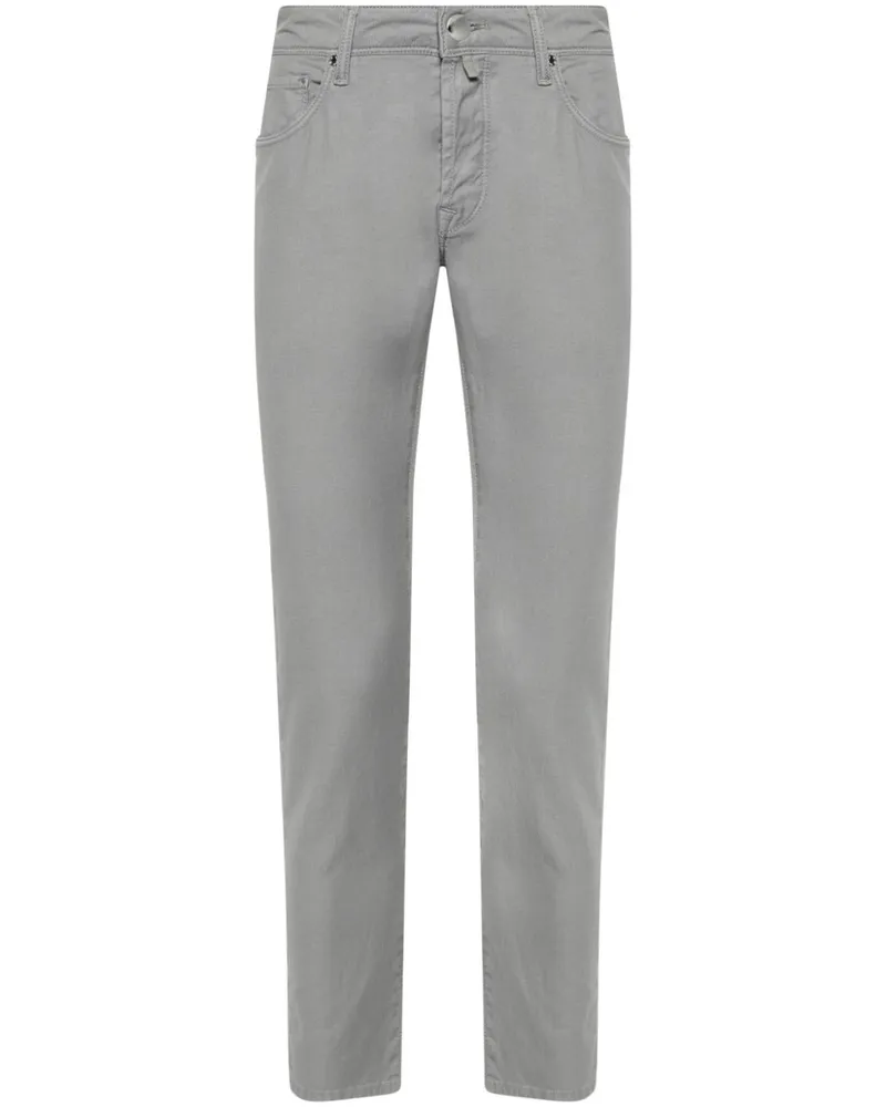 Incotex Halbhohe Slim-Fit-Jeans Grau