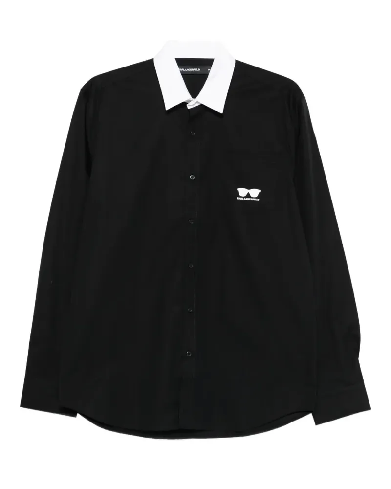 Karl Lagerfeld Hemde mit Kontrastkragen - Schwarz Schwarz