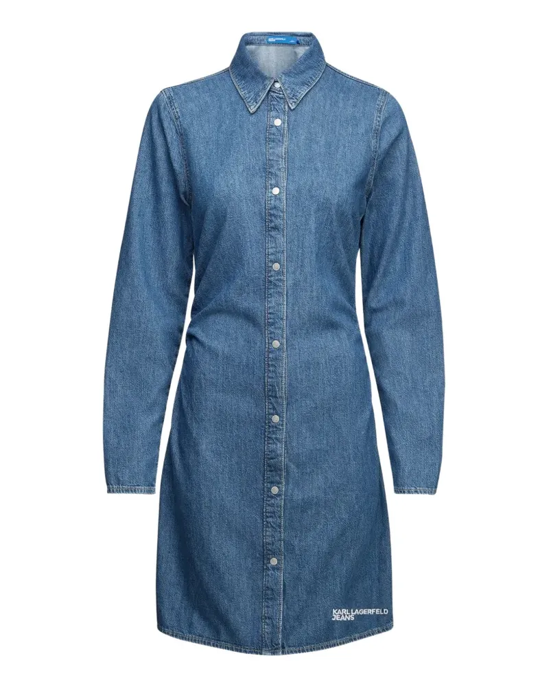 Karl Lagerfeld gathered denim mini shirt dress - Blau Blau