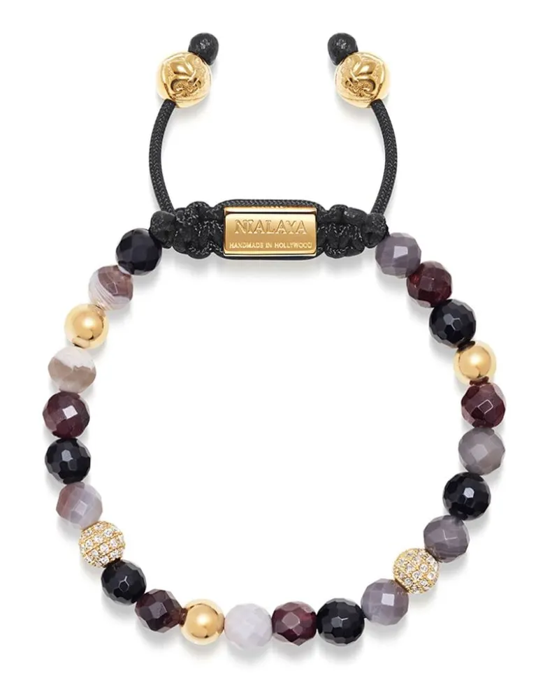 Nialaya Botswana Perlenarmband mit Achat - Gold Gold