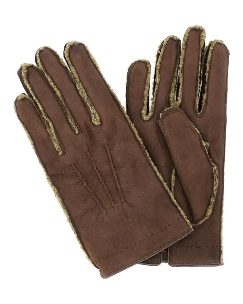 Mario Portolano Handschuhe mit Besatz - Braun Braun