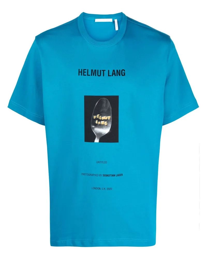 Helmut Lang T-Shirt mit Foto-Print Blau