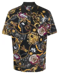 Just Cavalli Poloshirt mit Barock-Print Schwarz