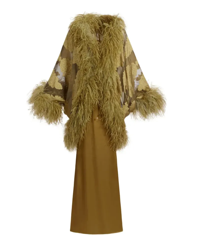 Taller Marmo 1920 Abendkleid mit Federbesatz - Grün Grün