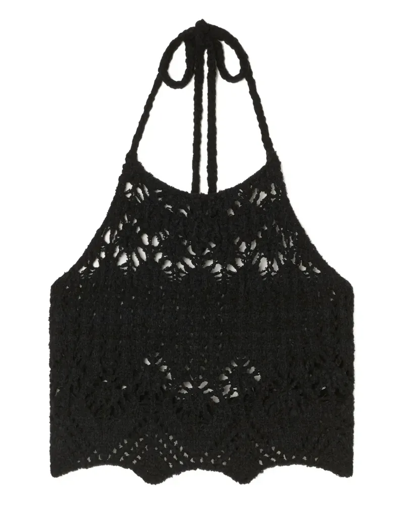 Alanui Gehäkeltes Lagoon Romance Neckholder-Top - Schwarz Schwarz