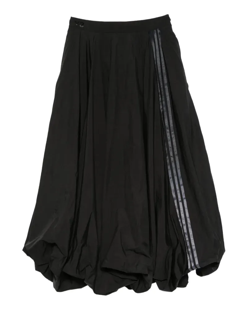Y-3 GRD 3S BLN three-stripe bubble-hem maxi skirt - Schwarz Schwarz