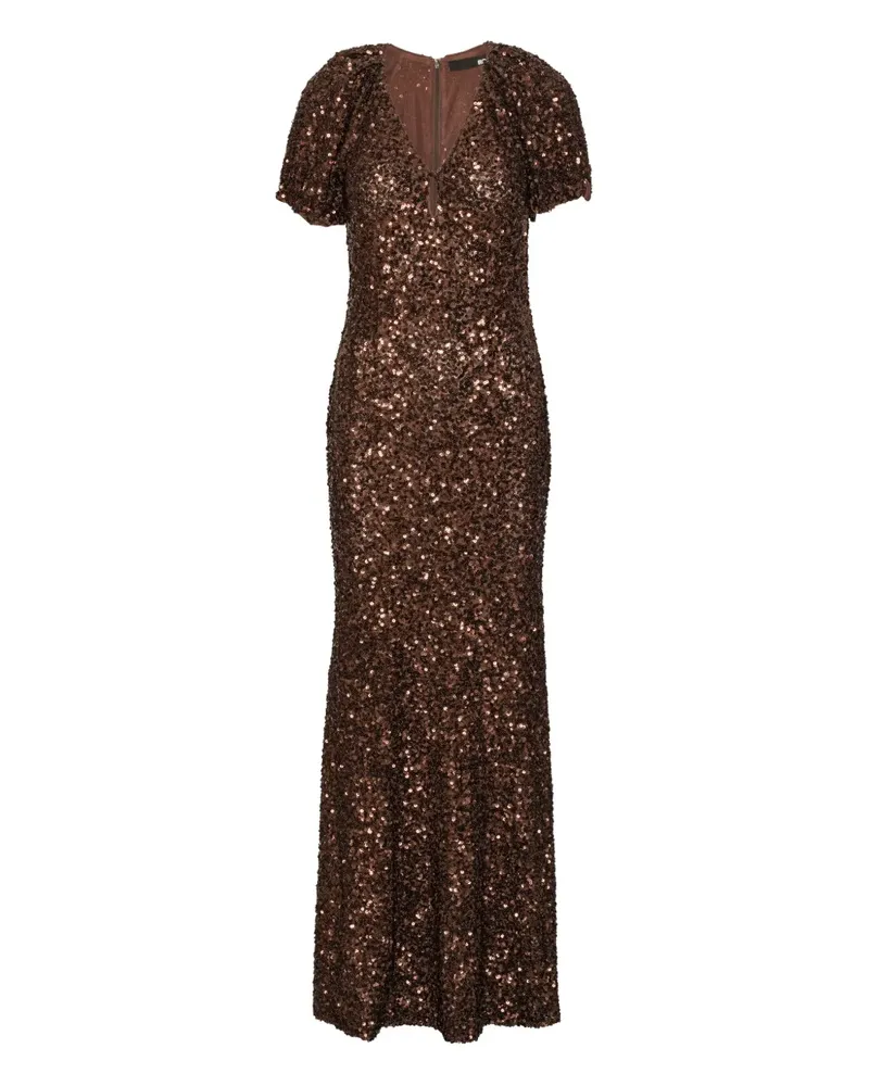 ROTATE Birger Christensen Maxikleid mit Pailletten - Braun Braun