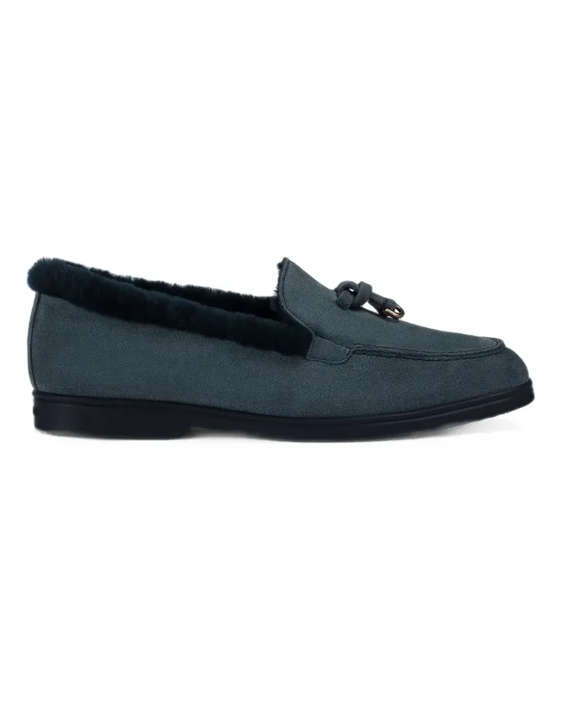 Doucal´s fur-trimmed tassel loafers - Blau Blau