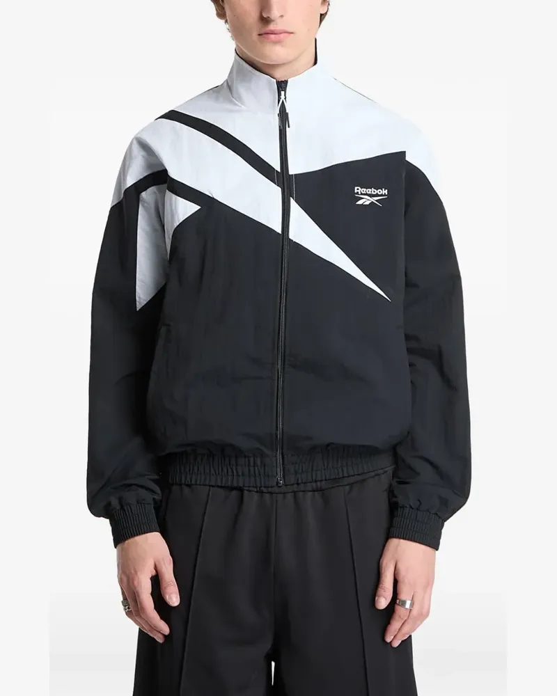 Reebok logo-embroidered panelled track jacket - Schwarz Schwarz