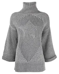 Lorena Antoniazzi Rollkragenpullover mit Sternstickerei Grau