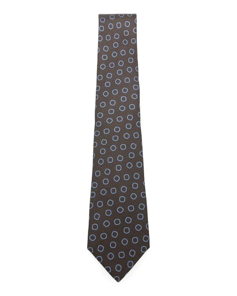 Kiton Geometrisch gemusterte Krawatte - Braun Braun