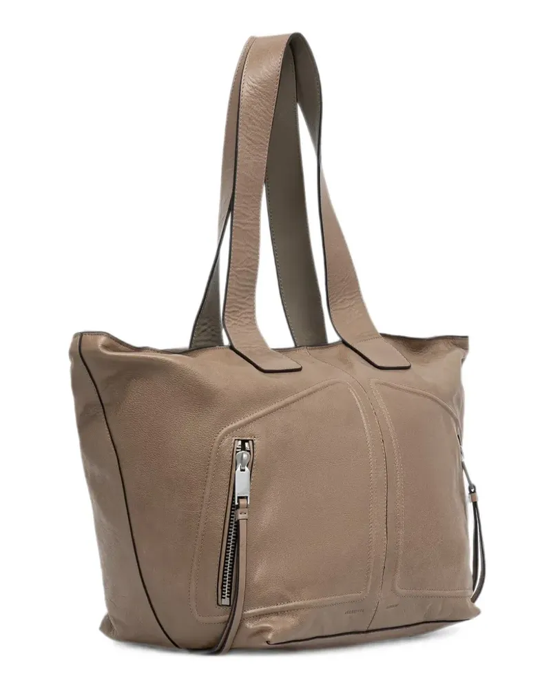 AllSaints Jean zip-detail leather tote bag - Nude Nude
