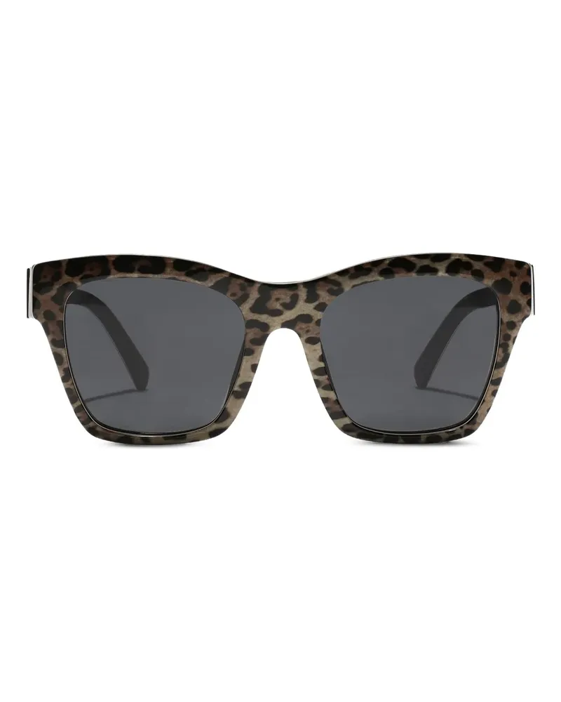 Dolce & Gabbana Eckige Sonnenbrille mit Leoparden-Motiv - Braun Braun
