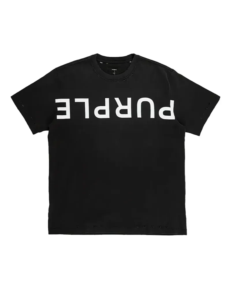 PURPLE BRAND T-Shirt im Distressed-Look - Schwarz Schwarz