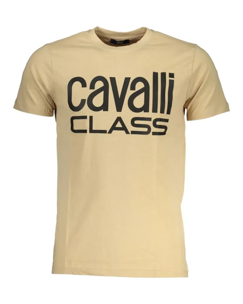 Roberto Cavalli logo-print crew-neck t-shirt - Nude Nude