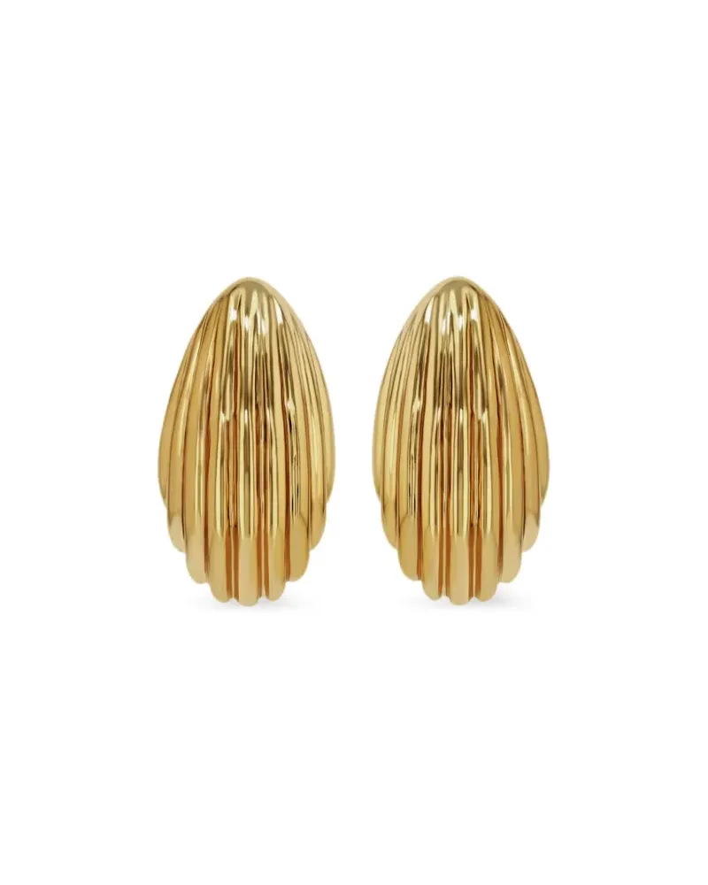 Anine Bing Kleine gerippte Hängeohrringe - Gold Gold