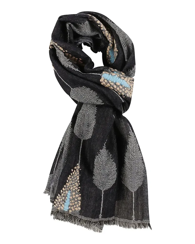 Altea Bestickter Schal mit Blatt-Print - Blau Blau