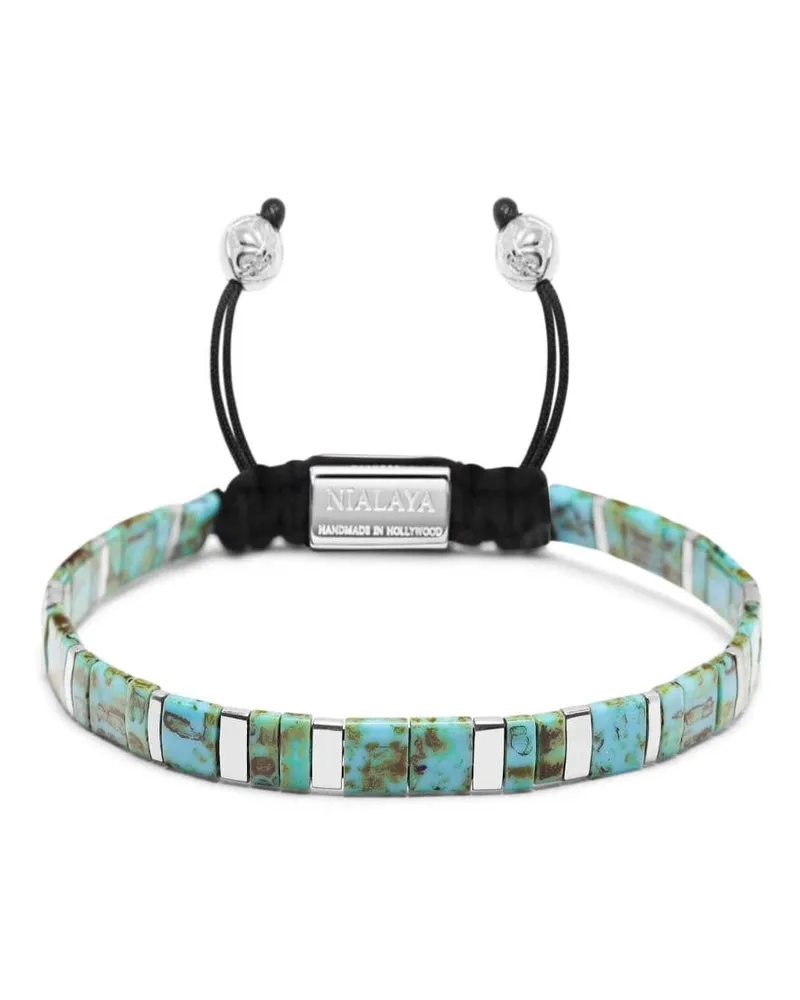Nialaya Perlenarmband mit Logo-Gravur - Silber Silber