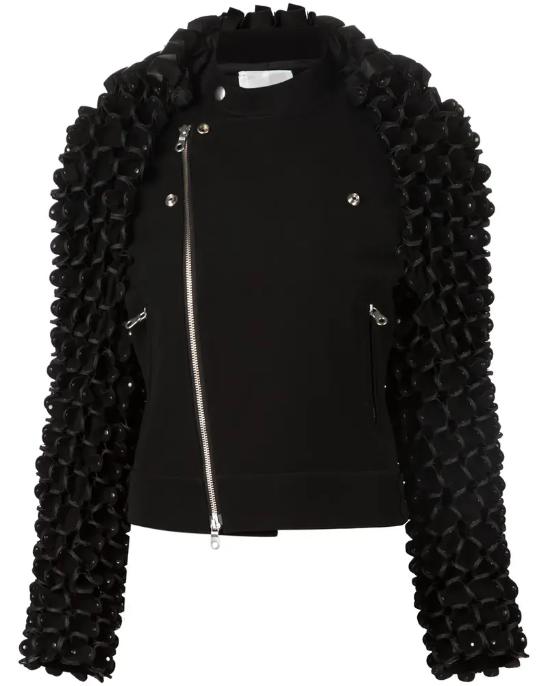 Noir Kei Ninomiya Bikerjacke mit texturierten Ärmeln - Schwarz Schwarz