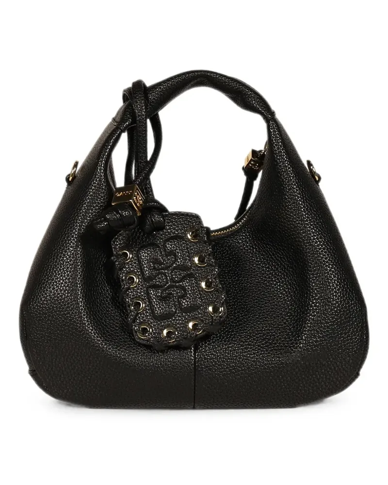 Ganni Hobo pebbled-leather shoulder bag - Schwarz Schwarz