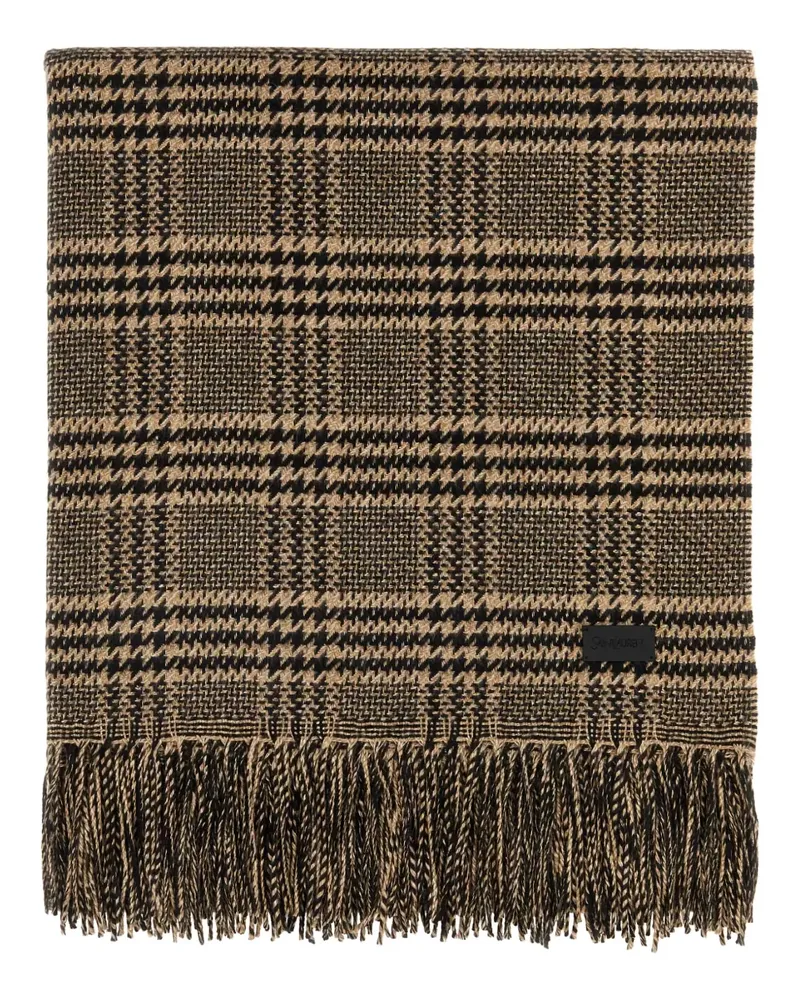Saint Laurent Karierter Schal mit Fransen - Braun Braun