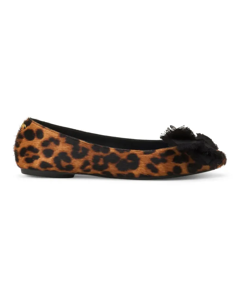 Lanvin leopard-print bow ballet flats - Braun Braun