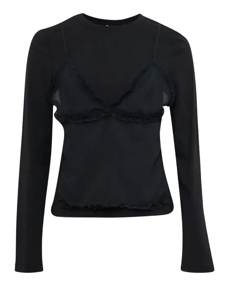 Ulla Johnson Freda ruffled long-sleeve T-shirt - Schwarz Schwarz
