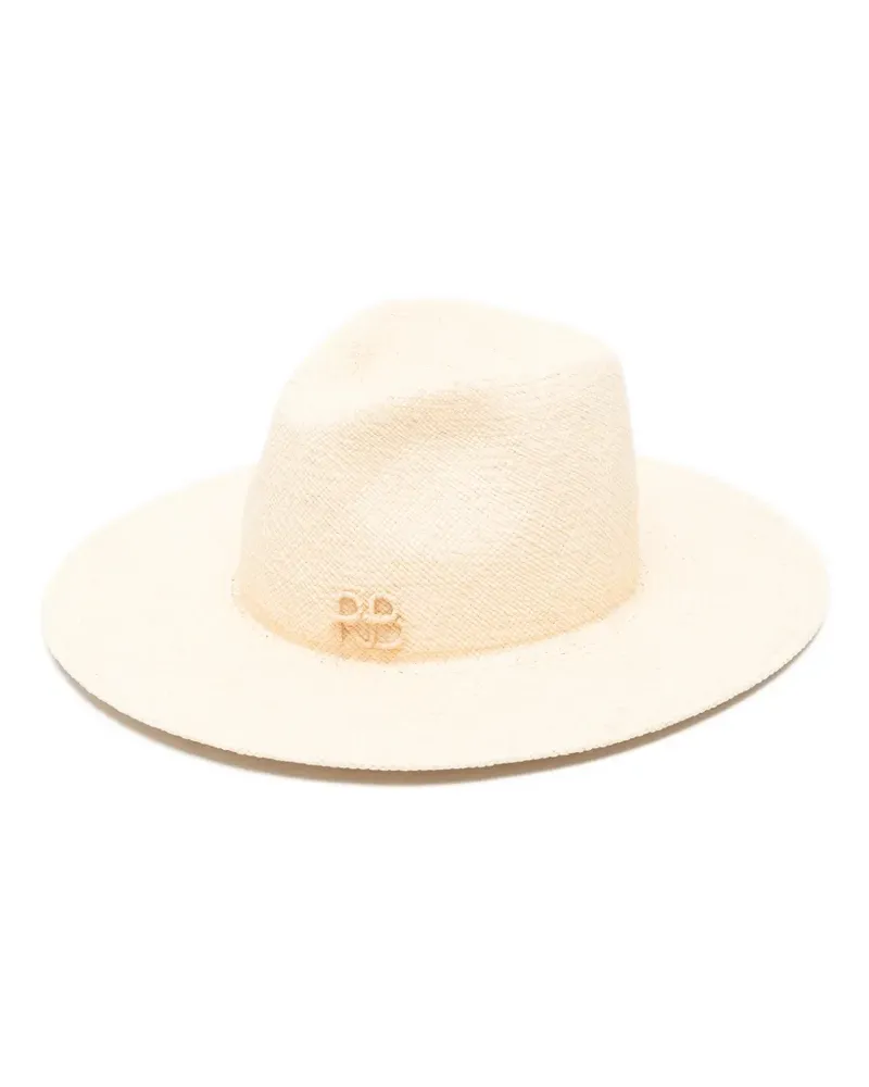 RUSLAN BAGINSKIY pearl-chain straw fedora hat - Nude Nude