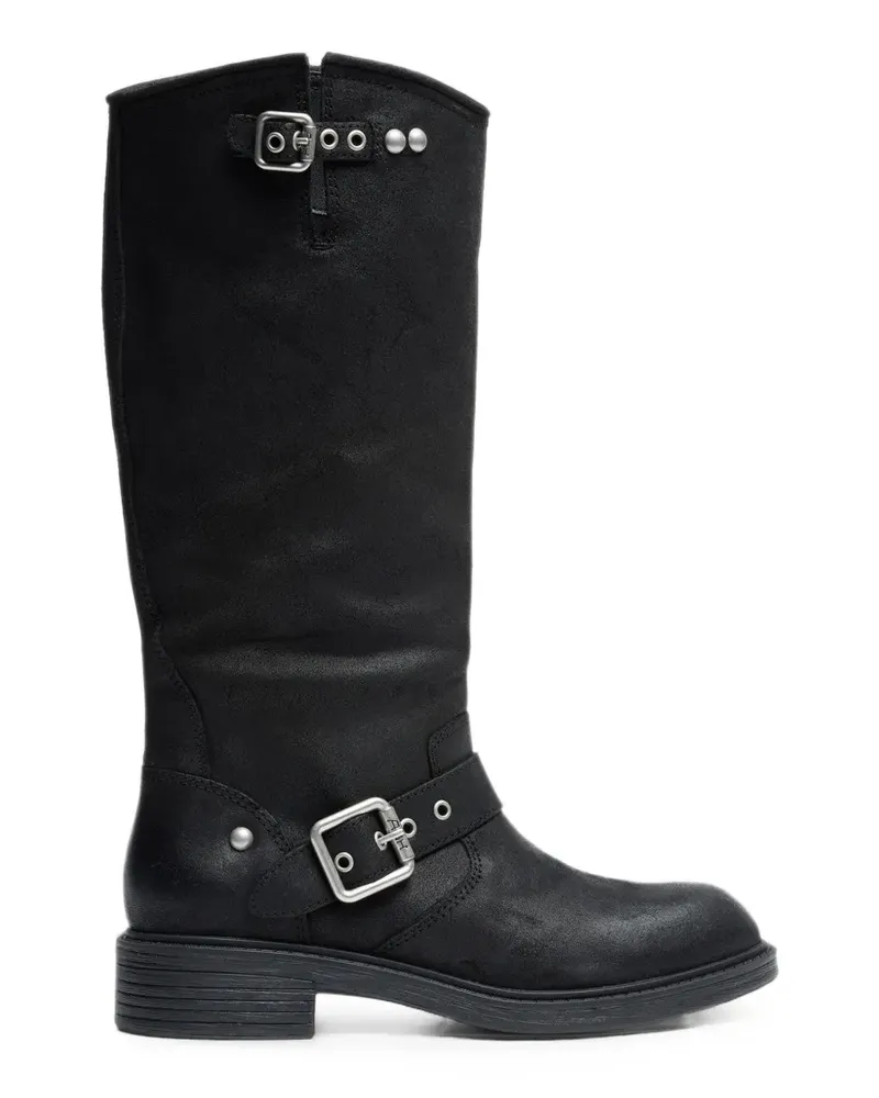 ash Freesia Bikerstiefel mit Schnalle - Schwarz Schwarz