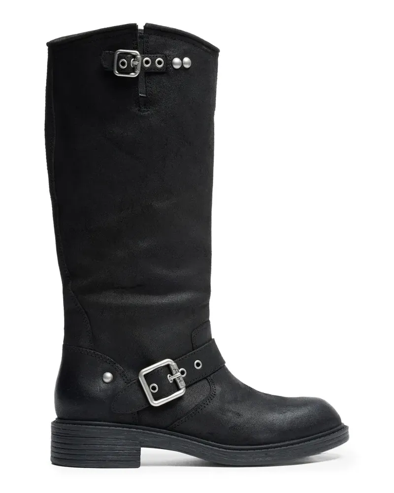 ash Freesia Bikerstiefel mit Schnalle - Schwarz Schwarz