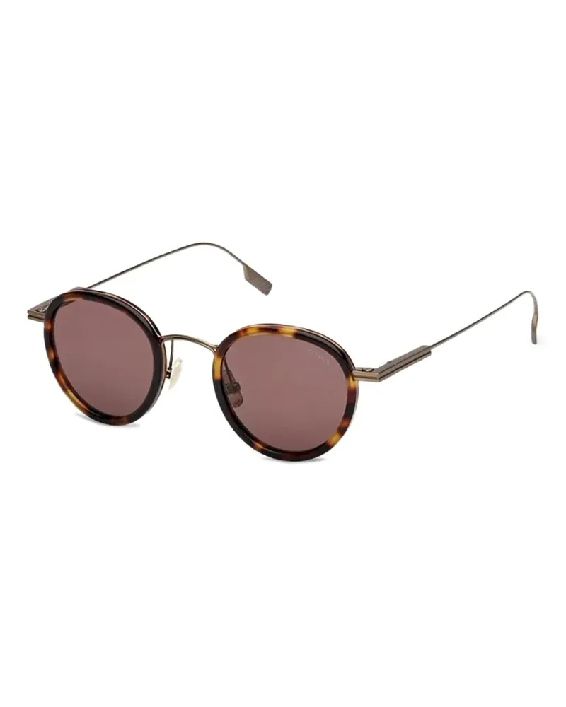 Ermenegildo Zegna Runde Havana Sonnenbrille - Braun Braun