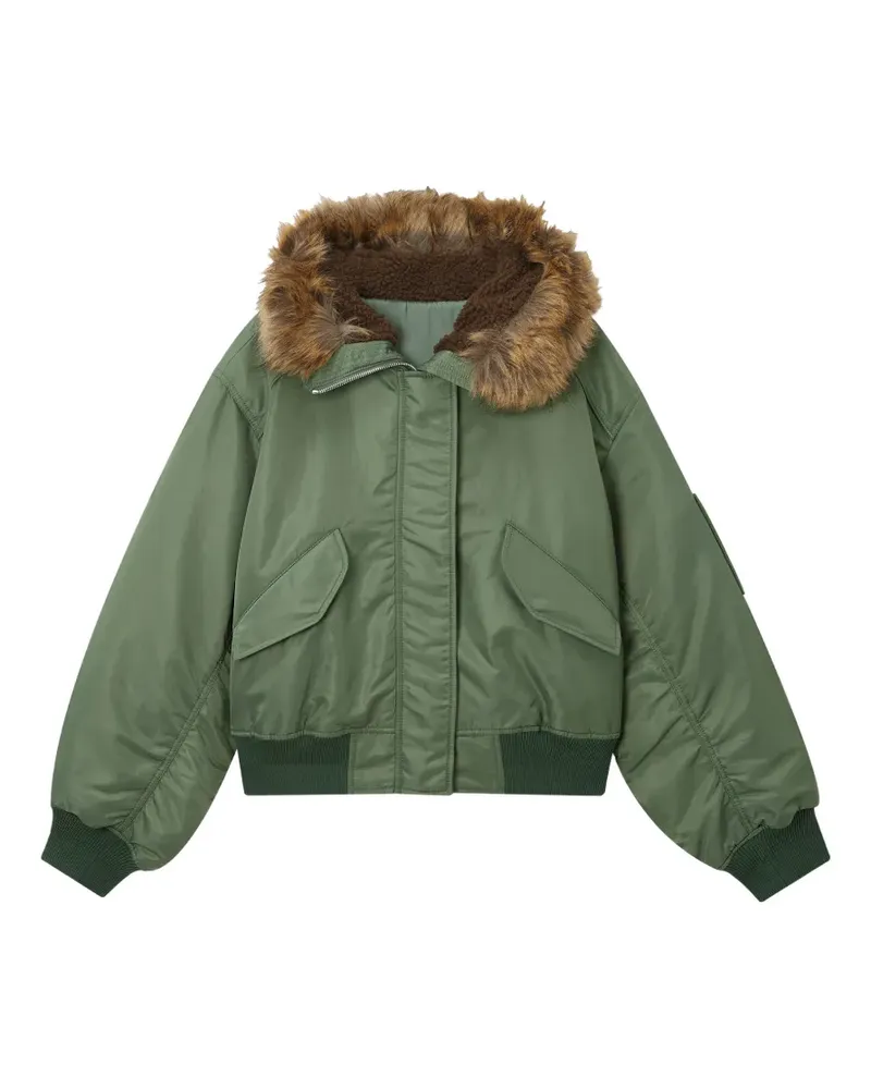 JUUN.J faux-fur hood bomber jacket - Grün Grün