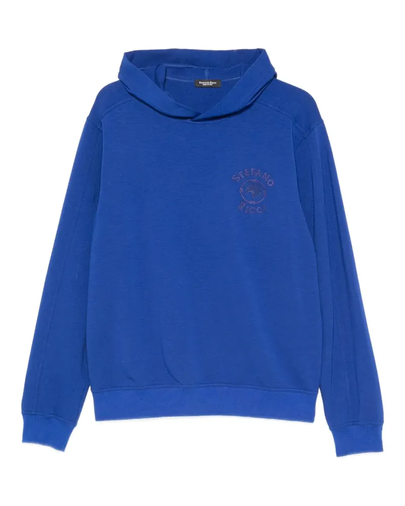 Stefano Ricci logo-embroidered hoodie - Blau Blau