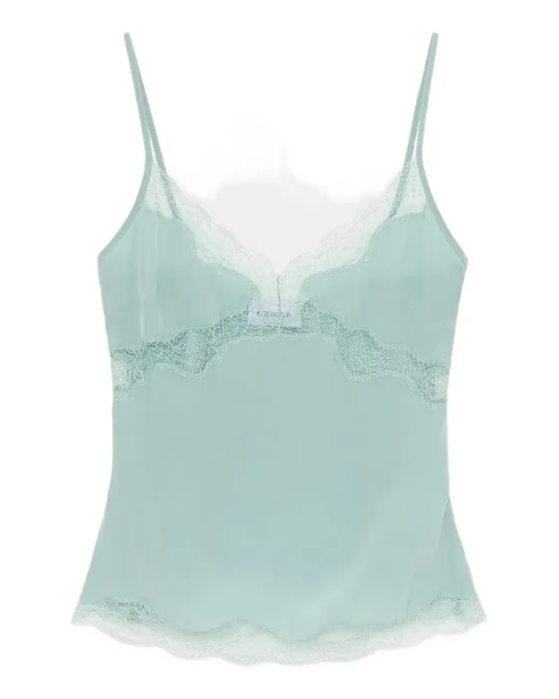 16ARLINGTON Clio Top aus Satin mit Spitzenbesatz - Grün Grün