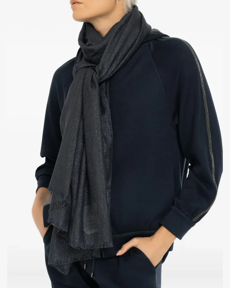 Brunello Cucinelli lurex fringed scarf - Blau Blau