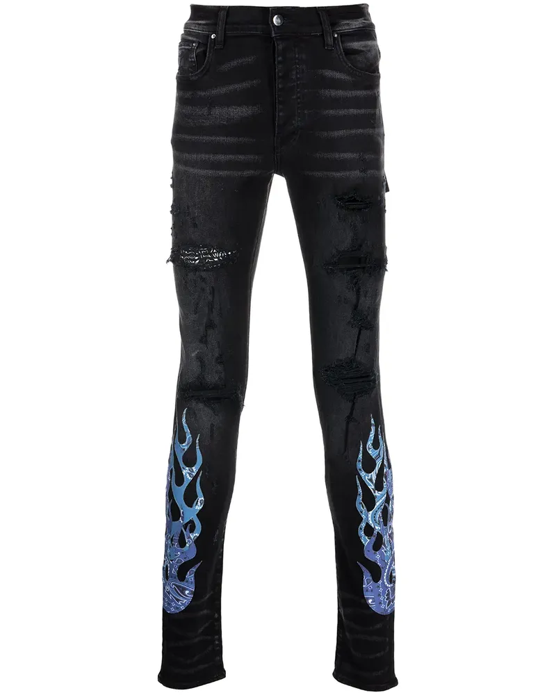 Amiri Skinny-Jeans mit Flammendetail - Schwarz Schwarz