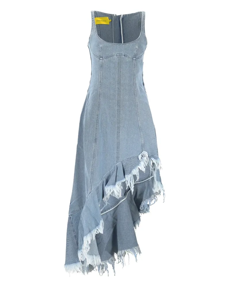 Marques ' Almeida Ausgefranstes Midikleid mit Rüschen - Blau Blau
