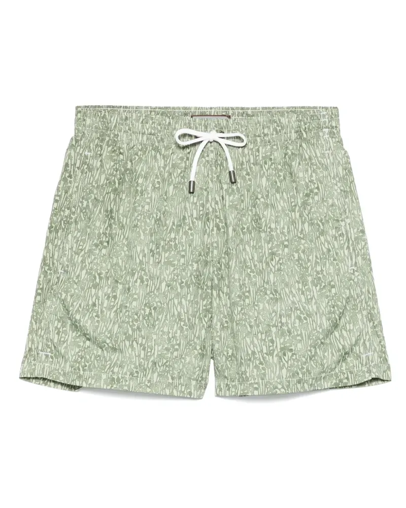Canali Badeshorts mit Blumen-Print - Grün Grün
