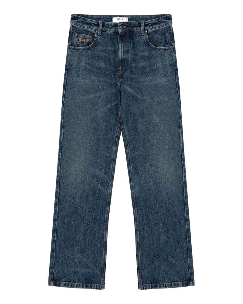 MSGM Ausgeblichene Jeans mit Logo-Stickerei - Blau Blau