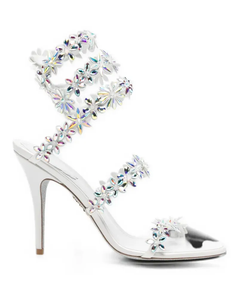 René Caovilla Eva floral-embellished sandals - Weiß Weiß