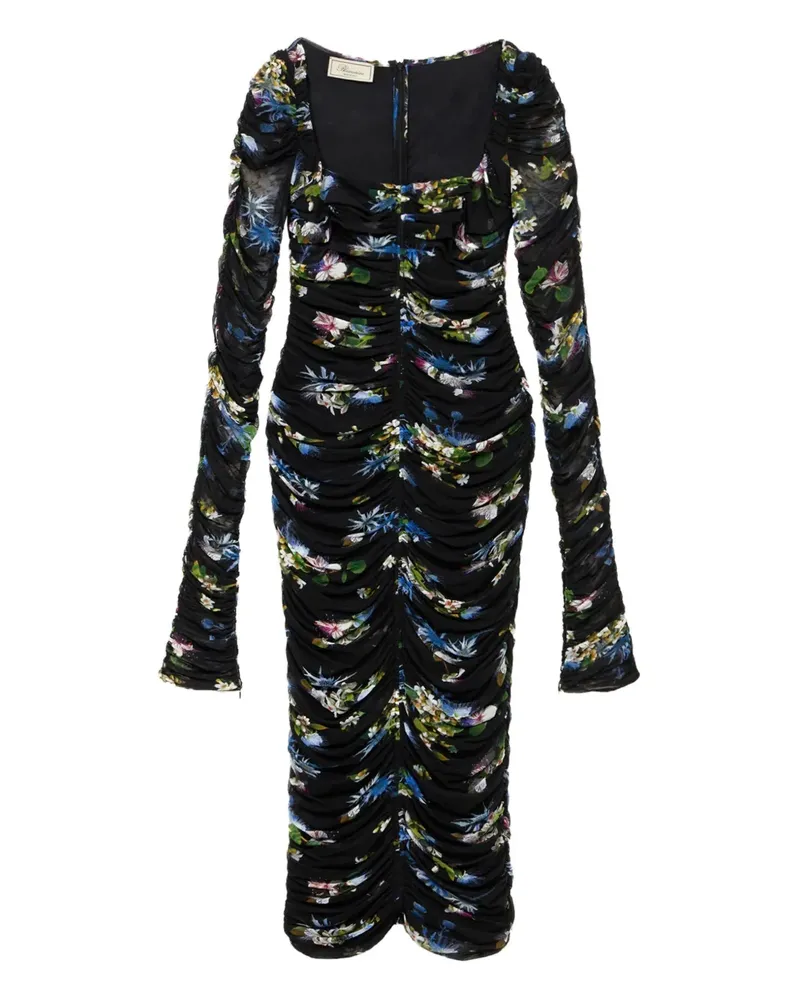 Blumarine Midikleid mit Blumen-Print - Schwarz Schwarz